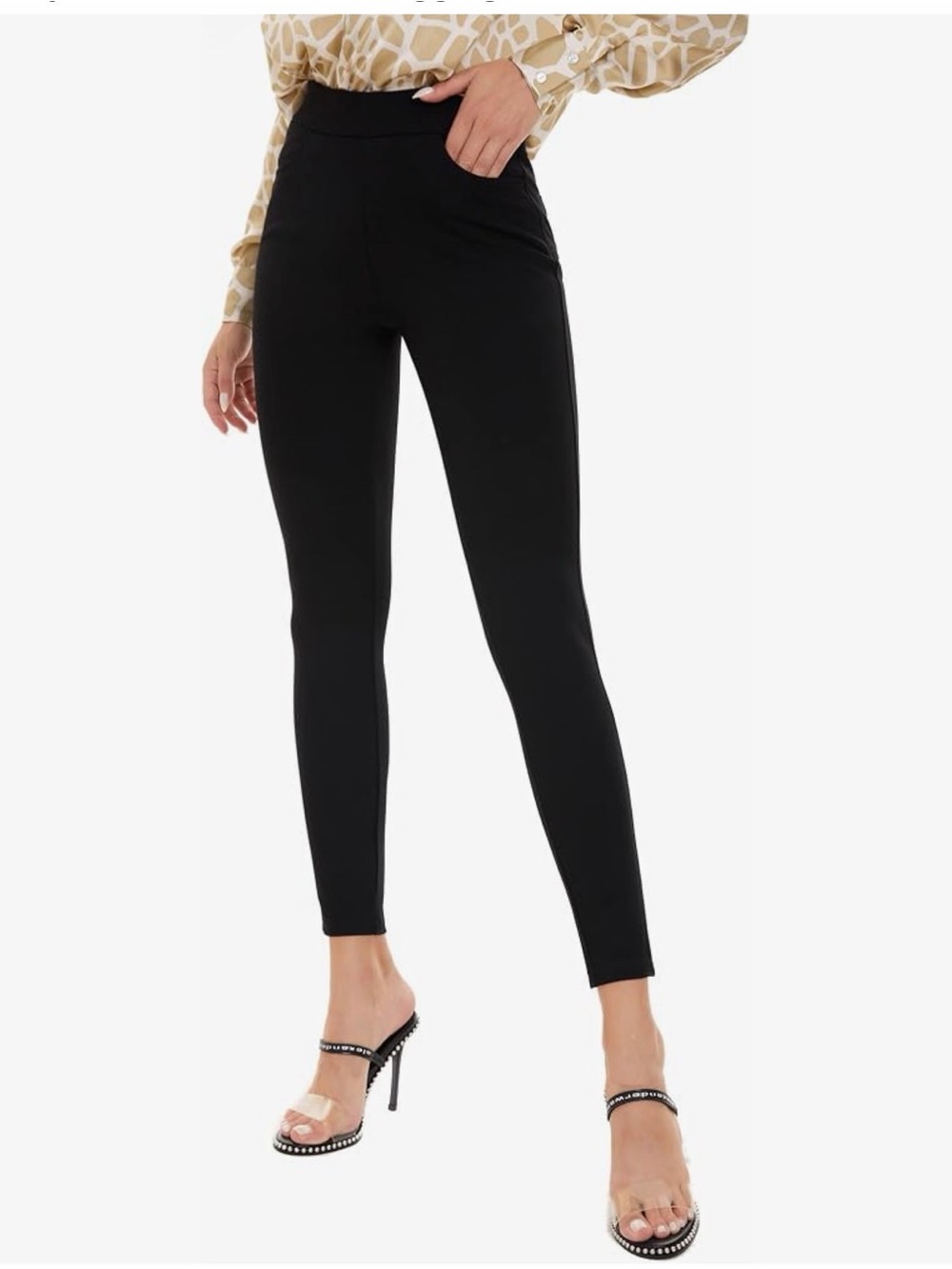 Black High-Rise Skinny Ponte Pants